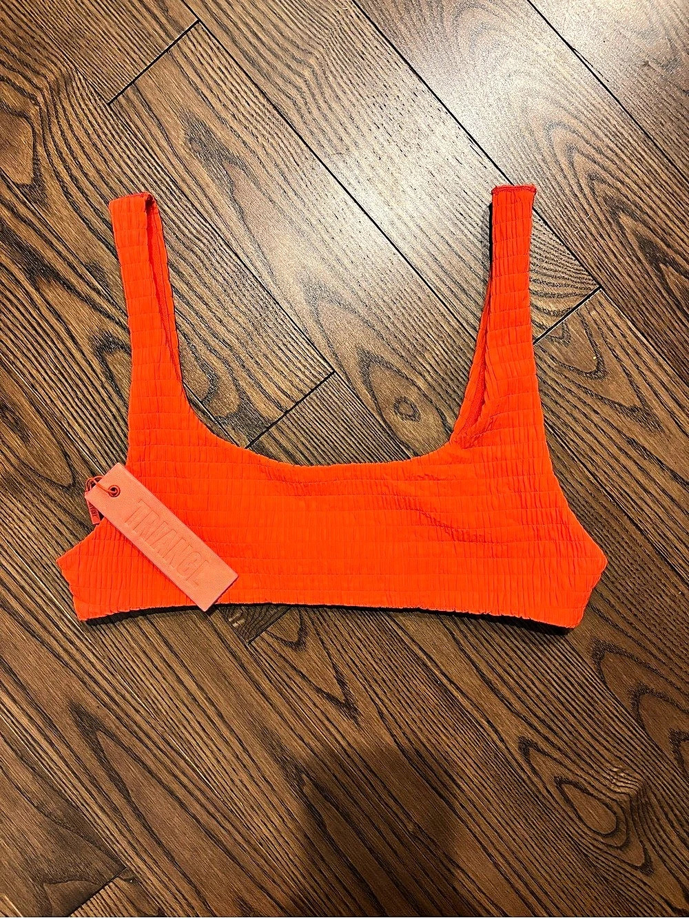 TRIANGL Maia Gara Textured Scoop Bikini Top in Orange size large brand NWT!!